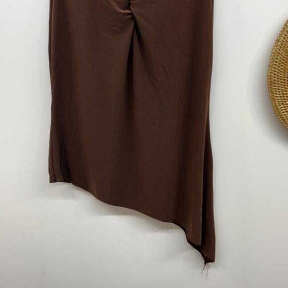 Vintage Y2K 2000s Fashion Bug Brown Cinched Asymmetrical Hem Tank Top Medium - Picture 5 of 11